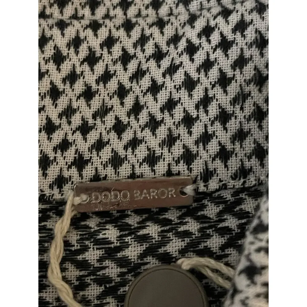 DoDo Bar Or Cotton Button Up Shirt Dress w Belt Black White Check Size Small New